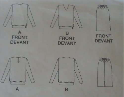 BUTTERICK PATTERN 4358 PULLOVER BLOUSE & SKIRT SIZE 8 + 10 + 12 - COMPLETE