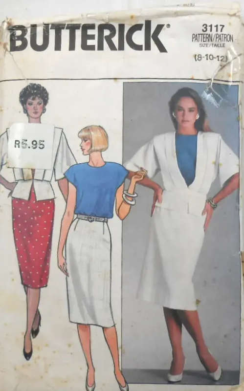 BUTTERICK 3117 JACKET-SKIR-TOP SIZE 8-10-12 COMPLETE