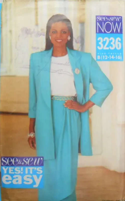 BUTTERICK 3236 JACKET-SKIRT-TOP SIZE 12-14-16 COMPLETE