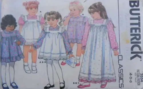 BUTTERICK 3554 TODDLERS DRESS & PINAFORE SIZE 4-5-6 YEARS COMPLETE