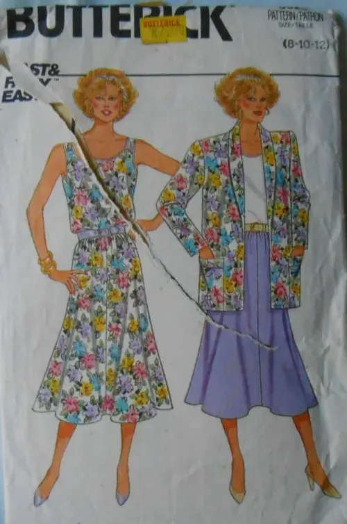 BUTTERICK 3823 JACKET-SKIRT-TOP SIZE 8-10-12 COMPLETE