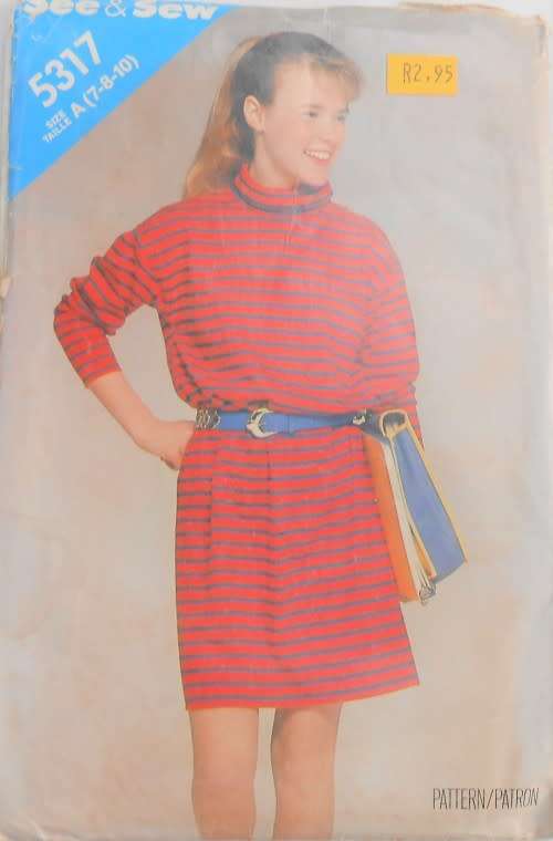 BUTTERICK PATTERN 5317 PULLOVER DRESS- SIZES 7 + 8 + 10 YEARS COMPLETE