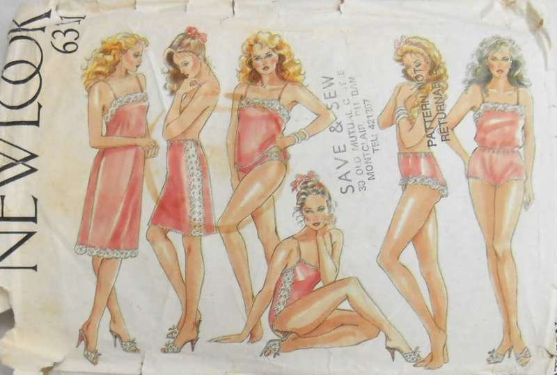 NEW LOOK PATTERNS 6311 LADIES LINGERIE-PETTICOAT-CAMISOLE-TEDDY-BRIEFS SIZE 8-18 COMPLETE-CUT TO 14