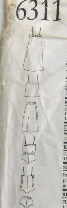 NEW LOOK PATTERNS 6311 LADIES LINGERIE-PETTICOAT-CAMISOLE-TEDDY-BRIEFS SIZE 8-18 COMPLETE-CUT TO 14