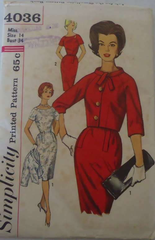 Simplicity 4036 Size 14 Bust 34 Vintage Sewing Pattern 1960s Dress and Jacket