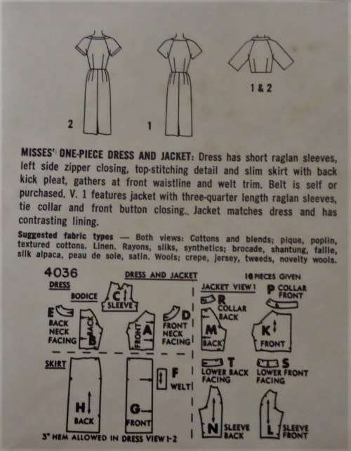 Simplicity 4036 Size 14 Bust 34 Vintage Sewing Pattern 1960s Dress and Jacket
