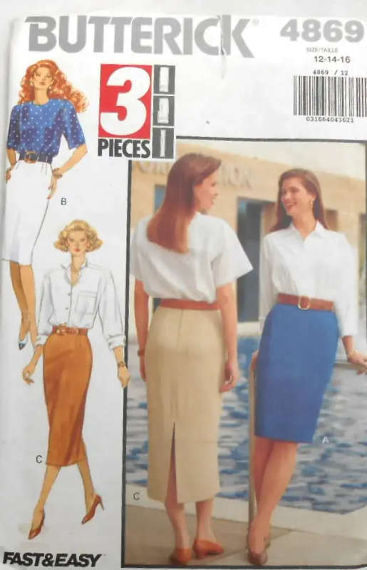 BUTTERICK 4869 SEMI FITTED SKIRT SIZE 12-14-16 COMPLETE