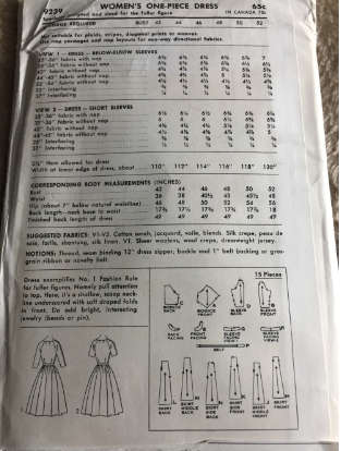 PATTERN ADVANCE 9239 (VINTAGE, UNUSED) - DRESSES (BUST 46) BIG SIZE