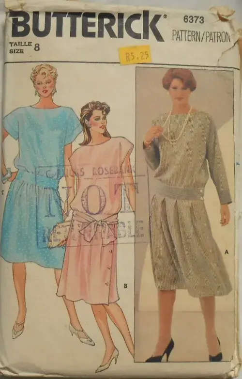 BUTTERICK 6373 LOOSE FITTING PULLOVER DRESS SIZE 8 COMPLETE