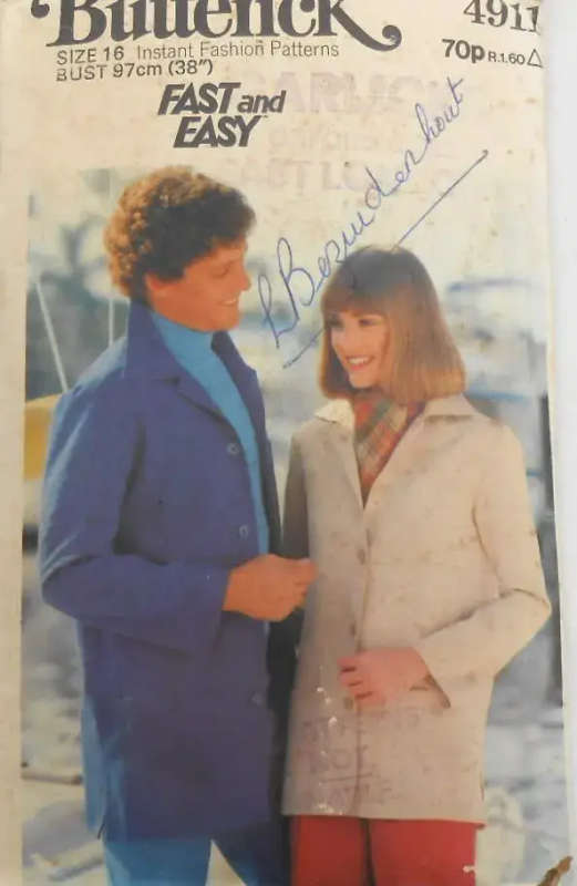 BUTTERICK 4911 SEMI FITTED UNLINED JACKET SIZE 16 BUST 97 CM COMPLETE - sewing pattern