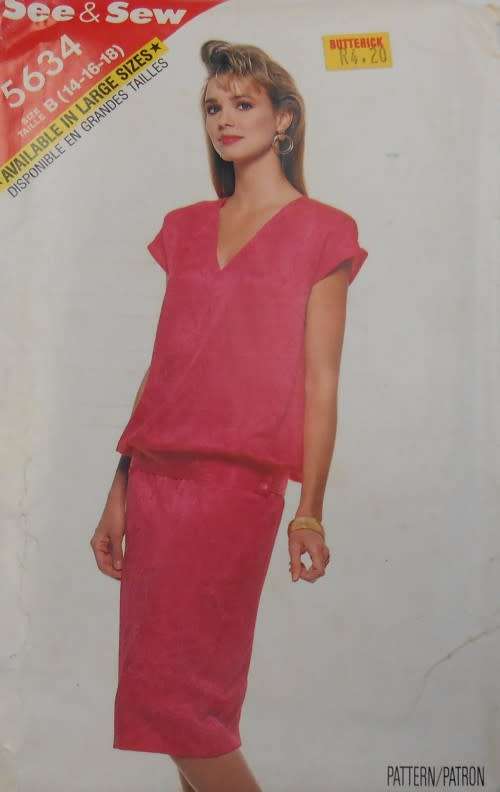BUTTERICK 5634 TOP & SKIRT SIZE 14-16-18 COMPLETE-UNCUT-F/FOLDED SEWING PATTERN