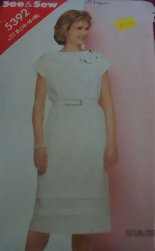 BUTTERICK 5392 LOOSE FITTING STRAIGHT DRESS SIZE A 8-10-12 COMPLETE SEWING PATTERN