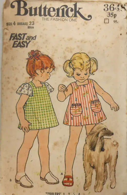 VINTAGE BUTTERICK 3648 TODDLERS DRESS SIZE 4 YEARS COMPLETE VINTAGE BUTTERICK 3648 TO SEWING PATTERN