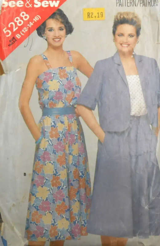 BUTTERICK 5288 DRESS & JACKET SIZE 12-14-16 COMPLETE-CUT TO 16-ZIPLOC SEWING PATTERN