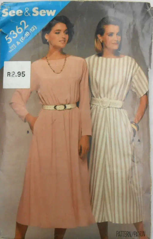 SEWING PATTERN BUTTERICK 5362 PULLOVER DRESS- SIZE 8-10-12 COMPLETE- CUT TO SIZE 10