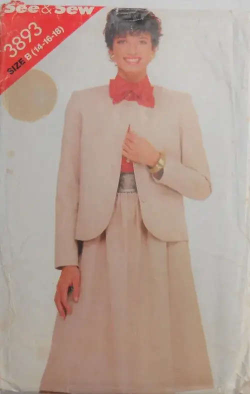 BUTTERICK PATTERN 3893 SKIRT & JACKET SIZE B 14 + 16 + 18 COMPLETE SEWING PATTERN