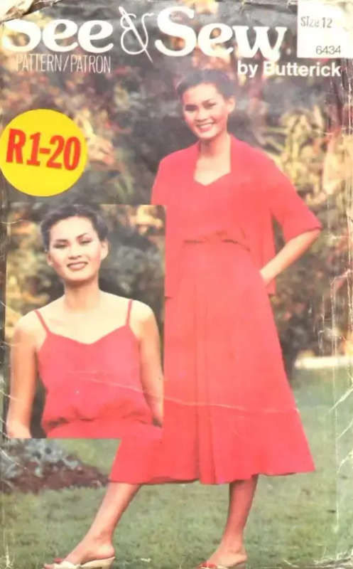 BUTTERICK 6434 JACKET & DRESS SIZE 12 COMPLETE-UNCUT-F/FOLDED SEWING PATTERN