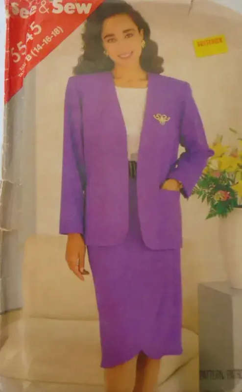 BUTTERICK 5545 JACKET & SKIRT SIZE B14-16-18 COMPLETE SEWING PATTERN