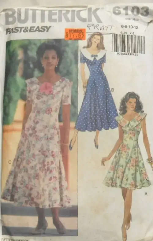 BUTTERICK 6103 FITTED FLARED DRESS SIZE 6-8-10-12 COMPLETE SEWING PATTERN