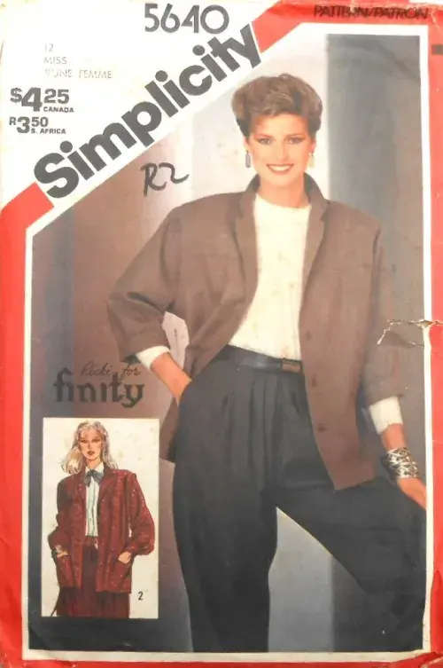 SIMPLICITY 5640 LOOSE FITTING UNLINED JACKET SIZE 12 COMPLETE  SEWING PATTERN