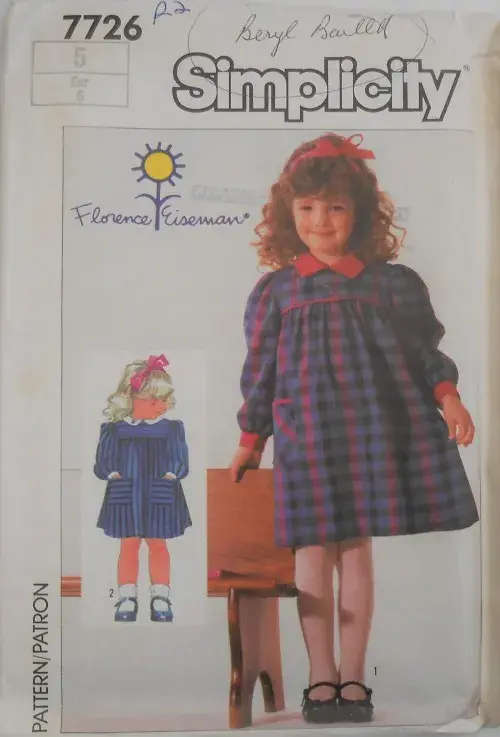 SIMPLICITY 7726 GIRLS DRESS SIZE 5 YEARS COMPLETE SEWING PATTERN