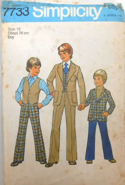 SIMPLICITY 7733 BOYS JACKET-WAISTCOAT-PANTS - COMPLETE-MOSTLY UNCUT SEWING PATTERN