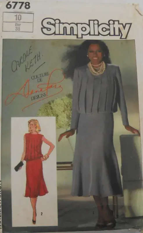 SIMPLICITY 6778 BLOUSON DRESS SIZE 10 COMPLETE SEWING PATTERN