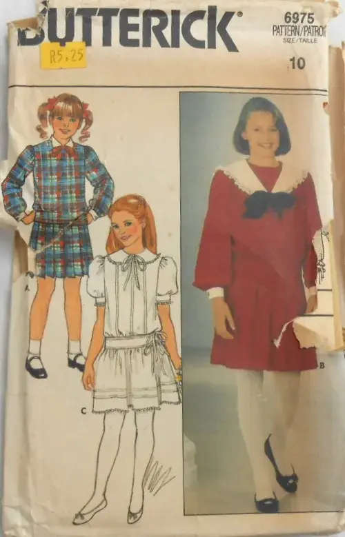 BUTTERICK 6975 GIRLS TOP & SKIRT SIZE 10 YEARS COMPLETE-ZIPLOC SEWING PATTERN