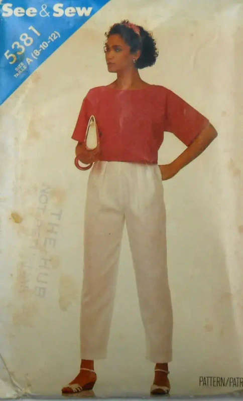 BUTTERICK 5381 TOP & PANTS SIZE 8-10-12 COMPLETE-CUT TO 12 BUTTERICK 5381 TOP & PANTS SEWING PATTERN