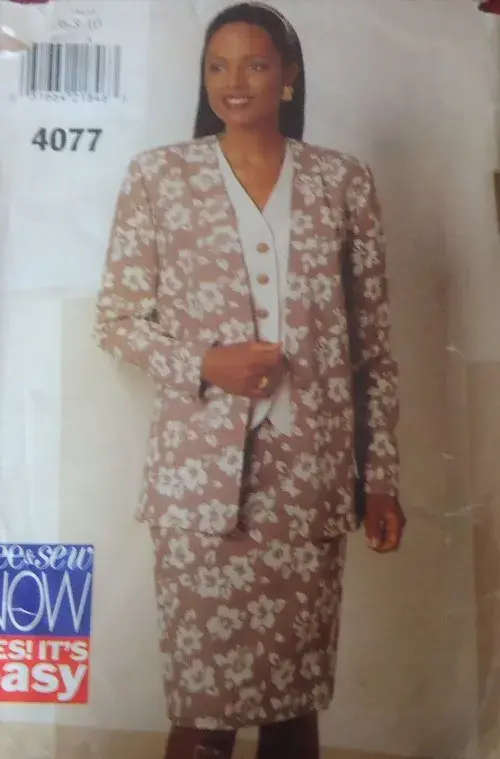 BUTTERICK `SEE & SEW`  PATTERN 4077 SKIRT SUIT  SIZE A  6 + 8 + 10 COMPLETE BUTTERICK SEWING PATTERN