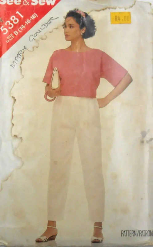 BUTTERICK 5381 TOP & PANTS SIZE 14-16-18 COMPLETE-CUT TO 18 SEWING PATTERN