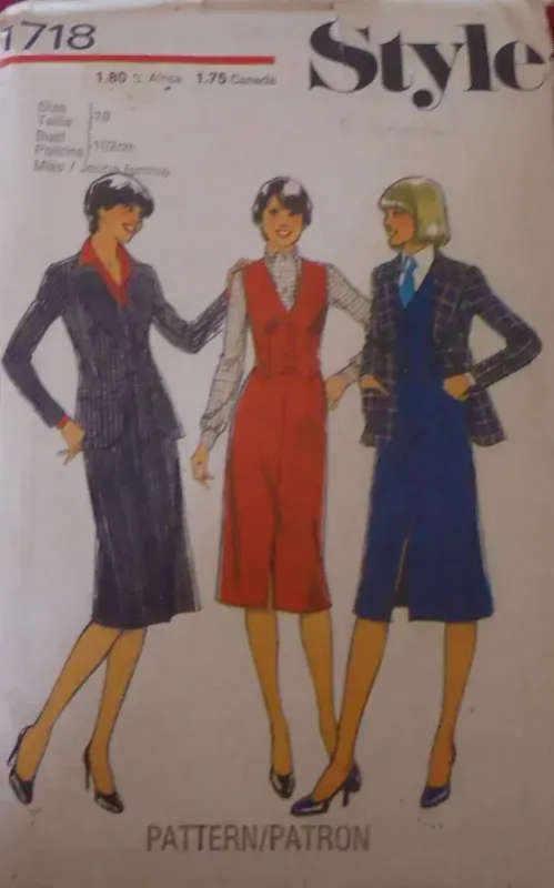 STYLE 1718 JACKET-WAISTCAT-SKIRT SIZE 18 BUST 102 CM COMPLETE STYLE 1718 JACKET-WAIST SEWING PATTERN
