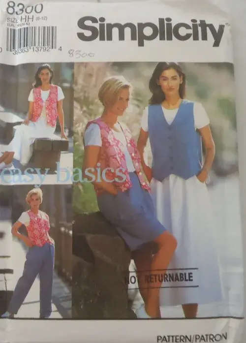 SIMPLICITY 8300 PANTS-SHORTS-SKIRT-WAISTCOAT SIZE HH6-12 COMPLETE SEWING PATTERN