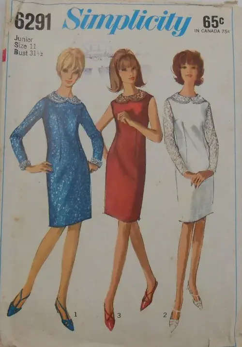 SIMPLICITY 6291 ONE PIECE DRESS SIZE 11 BUST 31 1/2 COMPLETE SEWING PATTERN