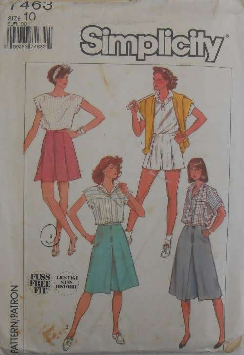 SIMPLICITY 7463 SET OF CULOTTES IN 4 LENGTHS SIZE 10 COMPLETE-PART CUT SEWING PATTERN