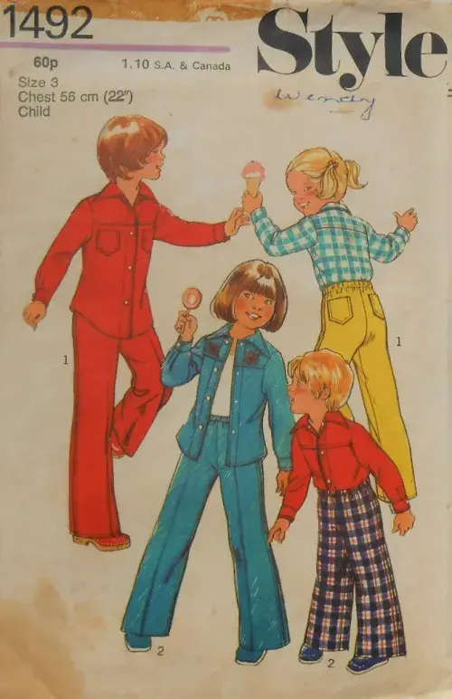 VINTAGE STYLE 1492 BOYS SHIRT & PANTS SIZE 3 YEARS-CHEST 58 CM-COMPLETE-ZIPLOC BAG SEWING PATTERN