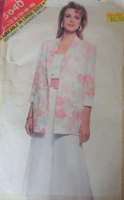 BUTTERICK PATTERN 5640 TOP-SKIRT-JACKET SIZE B 12-14-16 COMPLETE - SEWING PATTERN