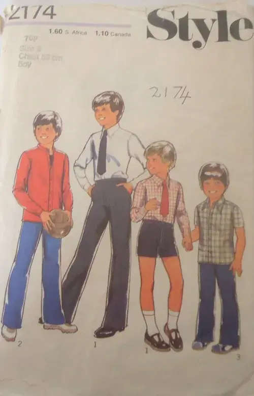 STYLE 2174 BOYS SHIRT-TIE-PANTS-SHORTS SIZE 8 YEARS CHEST 69 CM COMPLETE & MOSTLY U - SEWING PATTERN