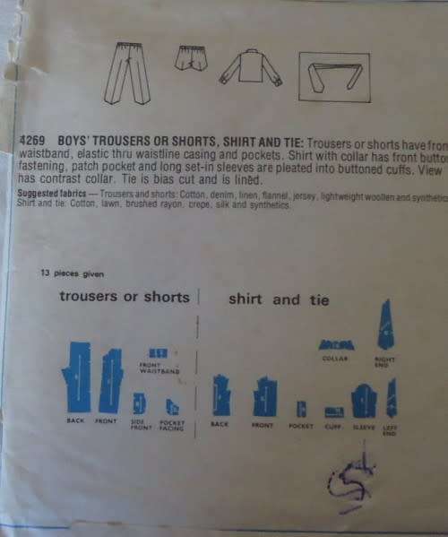 STYLE 2174 BOYS SHIRT-TIE-PANTS-SHORTS SIZE 8 YEARS CHEST 69 CM COMPLETE & MOSTLY U - SEWING PATTERN