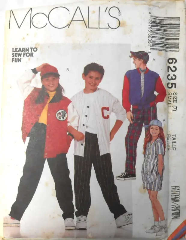 McCALLS 6235 KIDS JACKET-SHIRT-PANTS-SHORTS-HAT SIZE 7 YEARS COMPLETE-UNCUT-F/FOLDE - SEWING PATTERN