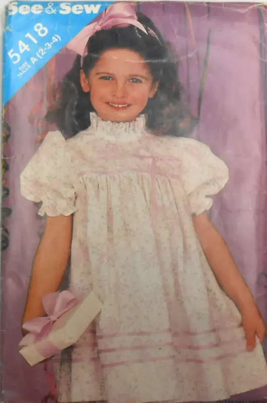BUTTERICK 5418 GIRLS DRESS SIZE 2-3-4 YEARS COMPLETE-PART CUT - SEWING PATTERN