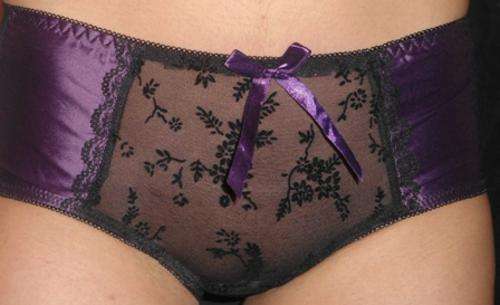 Sexy black lace panty with Purple satin detail