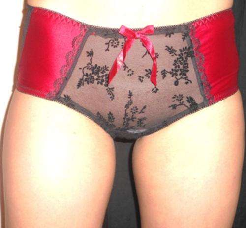 Sexy black lace panty with Red satin detail