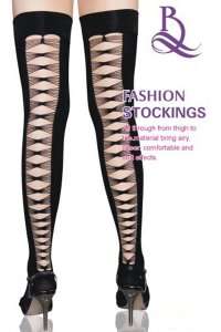 SHREDDED LOOK, CRISS CROSS THIGH HIGH STOCKINGS!