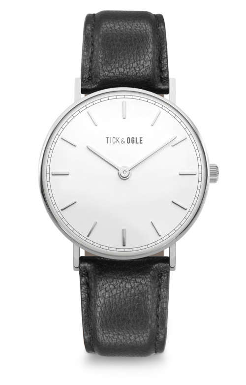 Tick & Ogle Mens Watch Herman Leather White | Black - Free Shipping