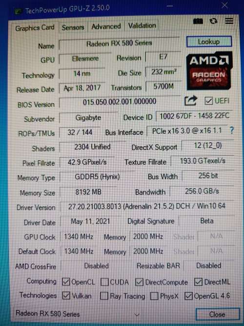 Gigabyte RX 580 Gaming