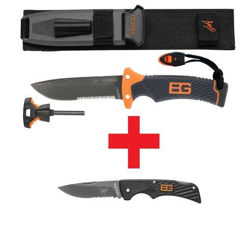Gerber Bear Grylls Ultimate Knife and fire starter + Bear Grylls Compact Scout knife Combo IN STOCK