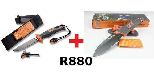 Original Gerber Bear Grylls Ultimate Knife with flint and sheath + Gerber Bear Grylls Fixed blade