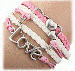 Baby pink and white infinity bracelet