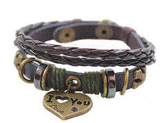 Brown leather with haert bracelet
